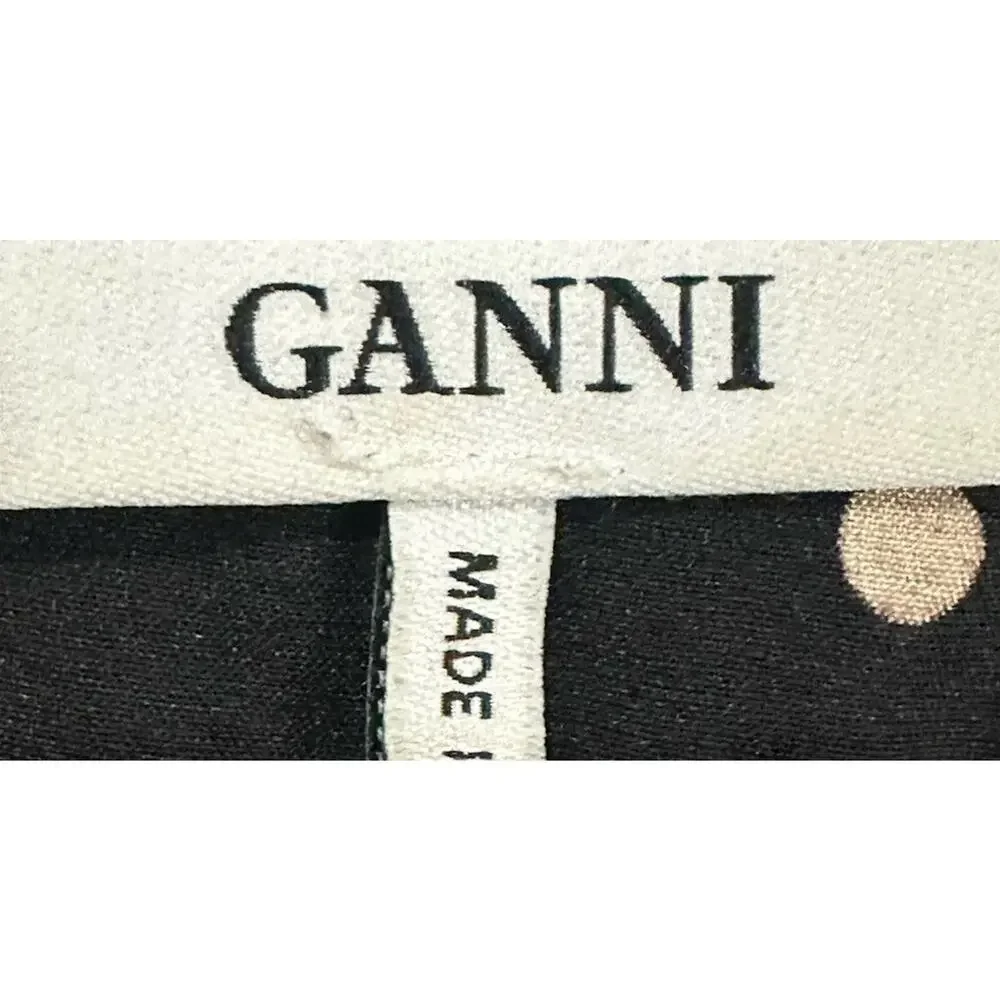 GANNI Black Polka Dot Asymmetric Ruffle Midi Skirt- Sz Small